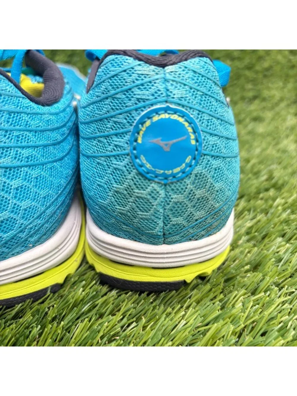 Mizuno Wave Sayonara 3 Womens Size 7 Blue Yellow Athletic Running Shoes Sneakers
